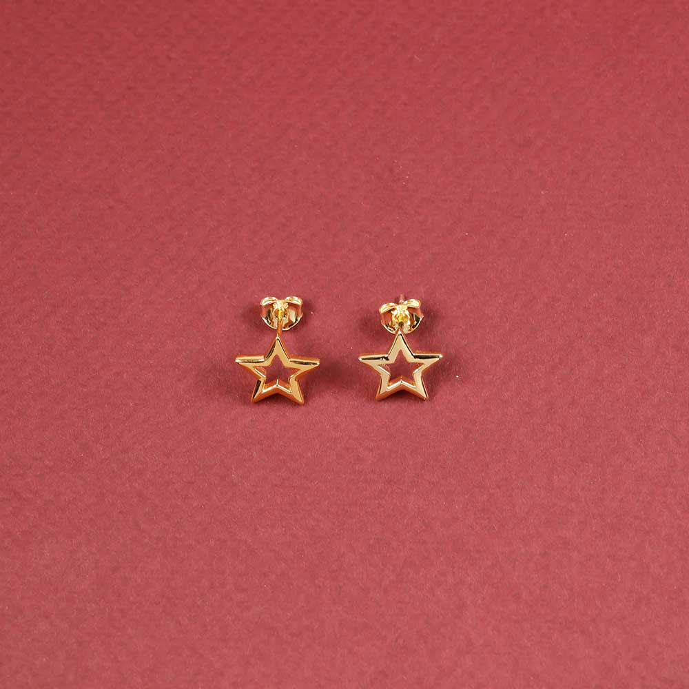 Open Star Stud Earrings - Gold Vermeil