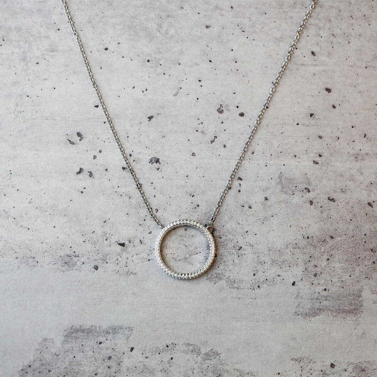 Pavé Open Circle Necklace