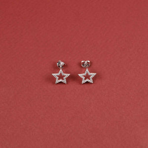 Pavé Open Star Stud Earrings - Silver