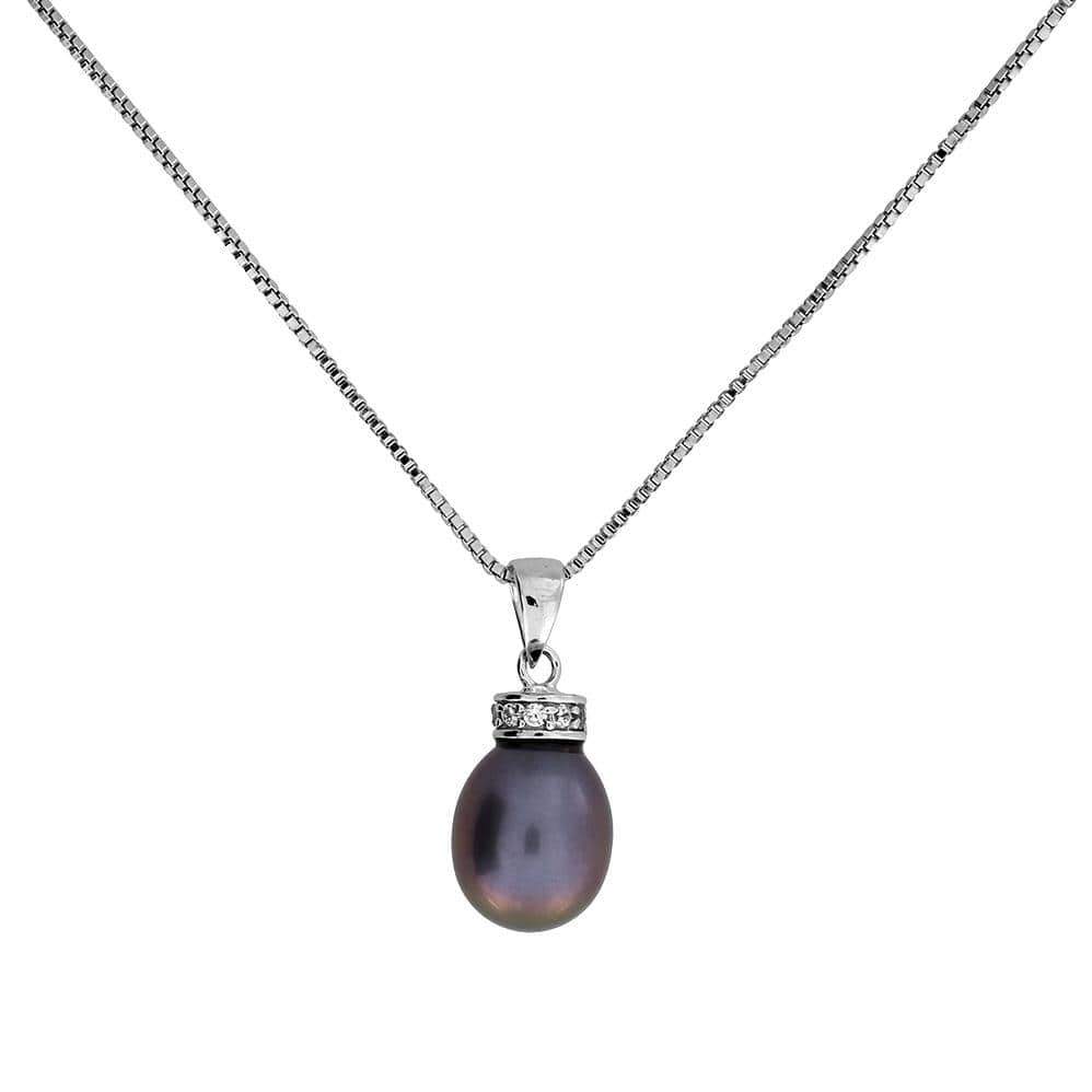 Freshwater Pearl Pendant with Pavé Halo