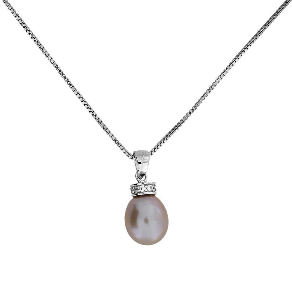 Freshwater Pearl Pendant with Pavé Halo