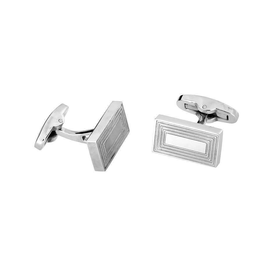 Rectangle Steel Grooves Cufflinks