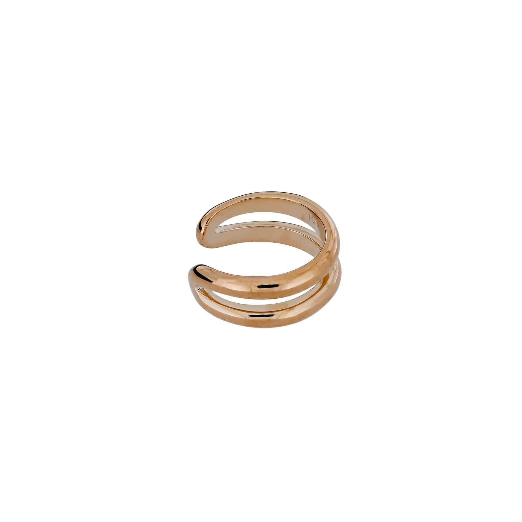 Rose vermeil ear cuff featuring a sleek double bar design with a polished finish, offering a modern and sculptural accent in contemporary jewellery.