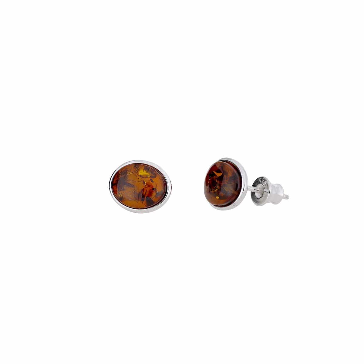 Silver &amp; Amber Oval Studs