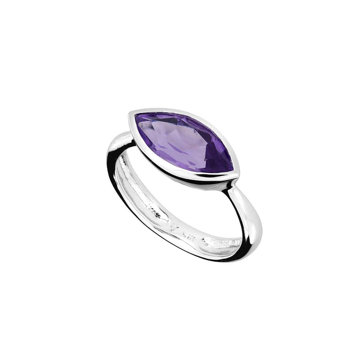 Silver Amethyst Marquise Stone Ring