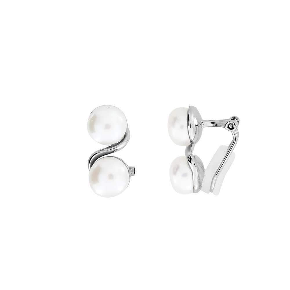 Silver and Pearl Clip-On Earring