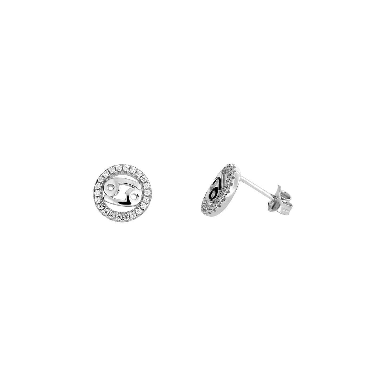 Silver Cancer Zodiac Earrings
