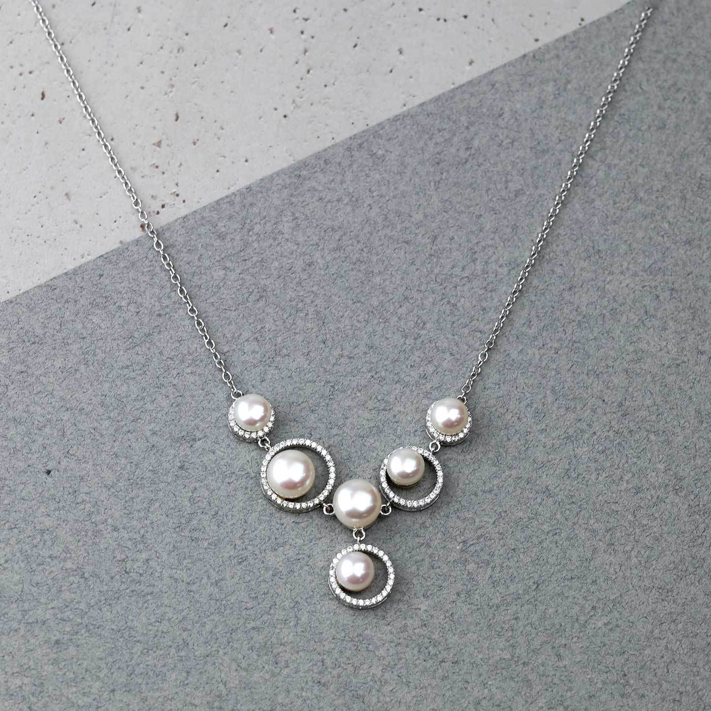 Silver Circles Pavé Necklace