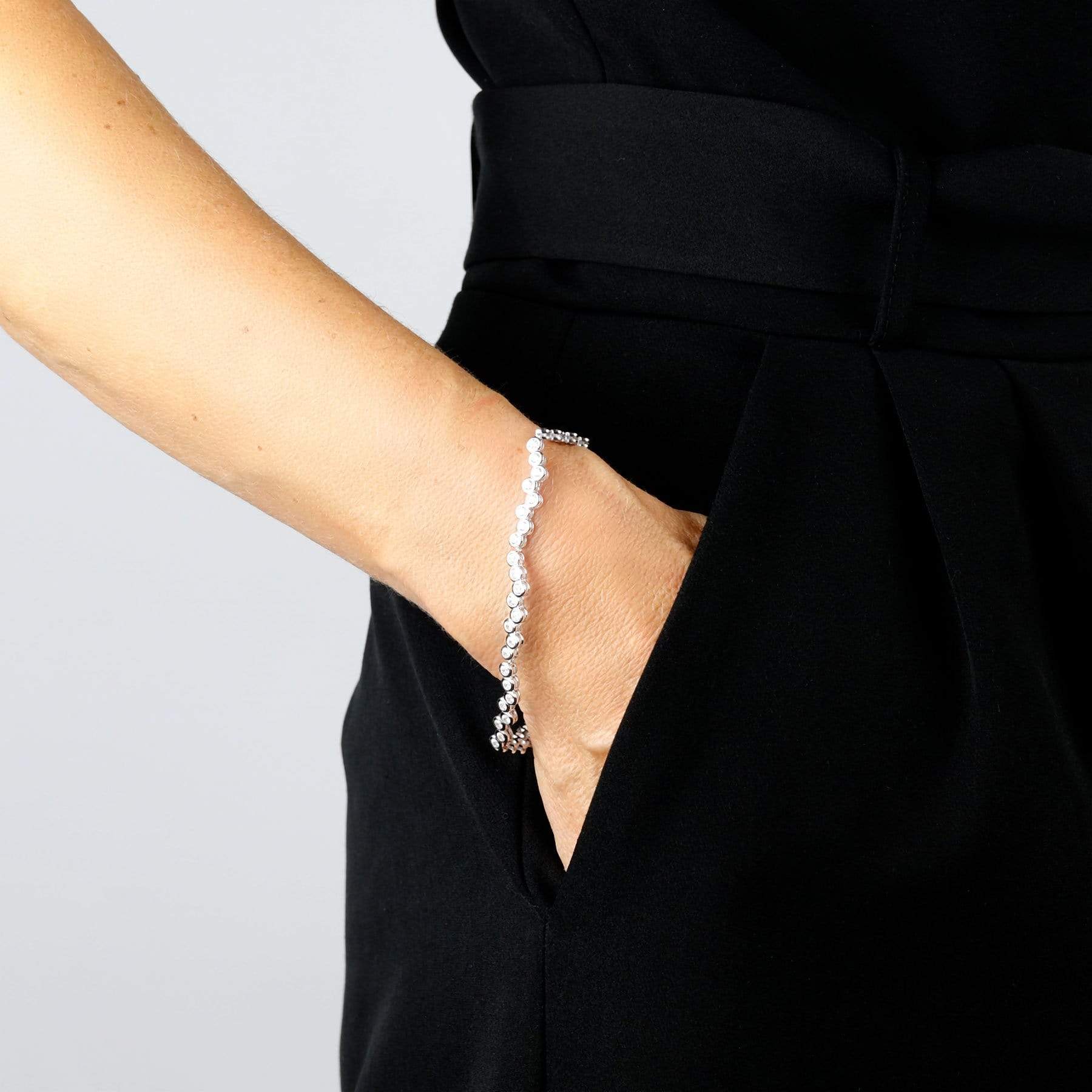 Silver & Cubic Zirconia Eternity Linked Bracelet