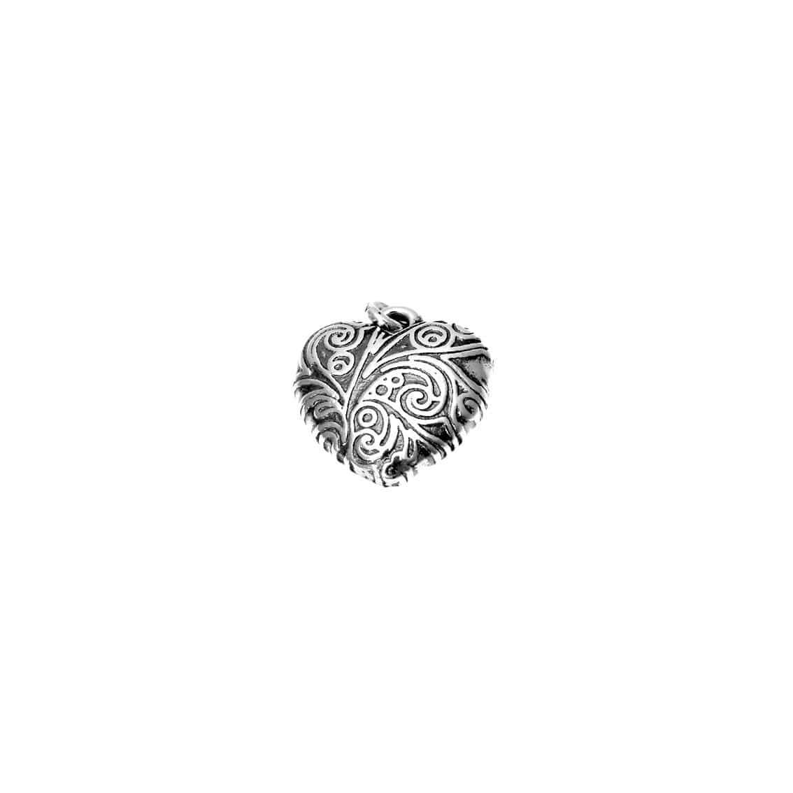 Silver Filigree Heart Link Charm