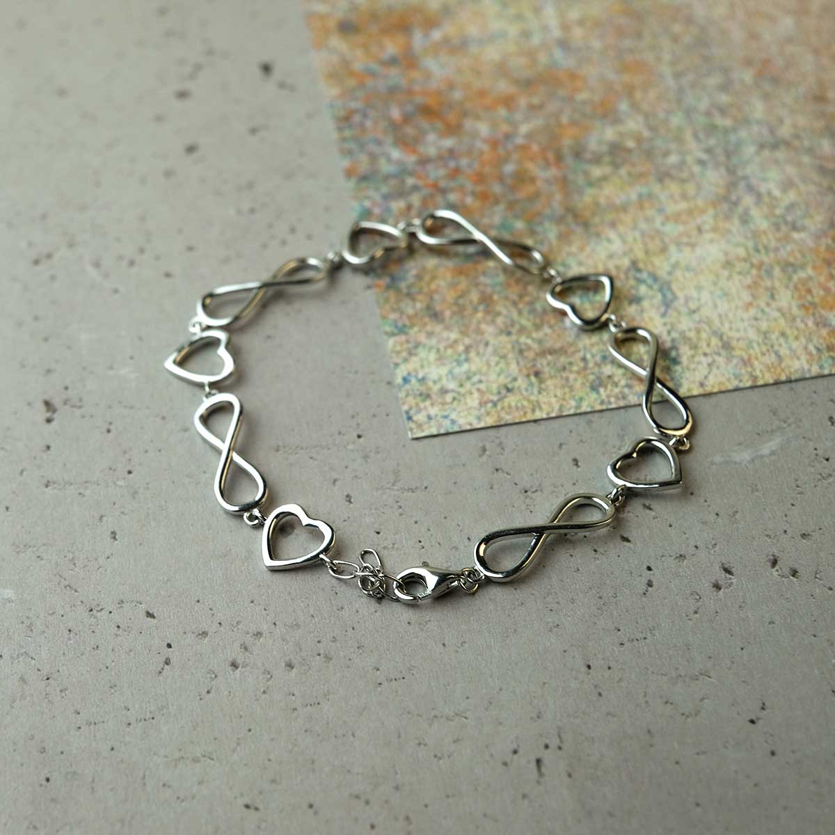 Silver Heart Infinity Bracelet