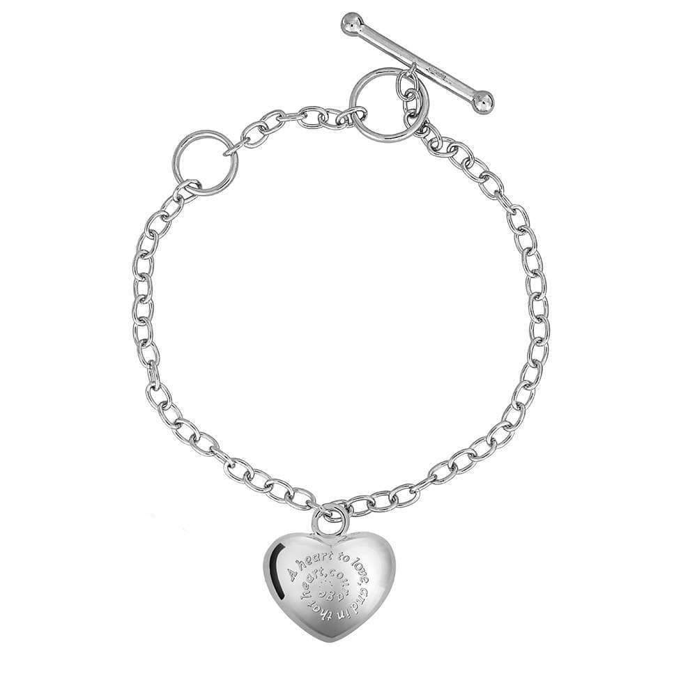 Silver Heart-Shape Locket Charm Bracelet