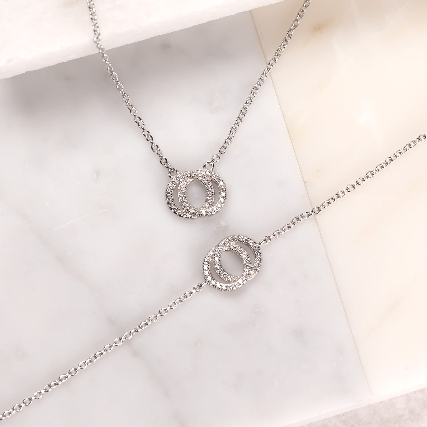 Interlocking Circles Bracelet with Cubic Zirconia