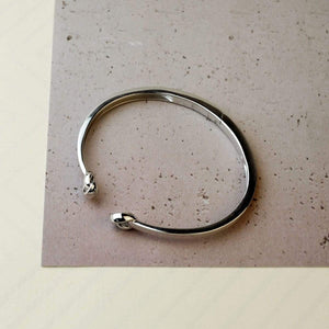 Silver Knotted Hinged Bangle