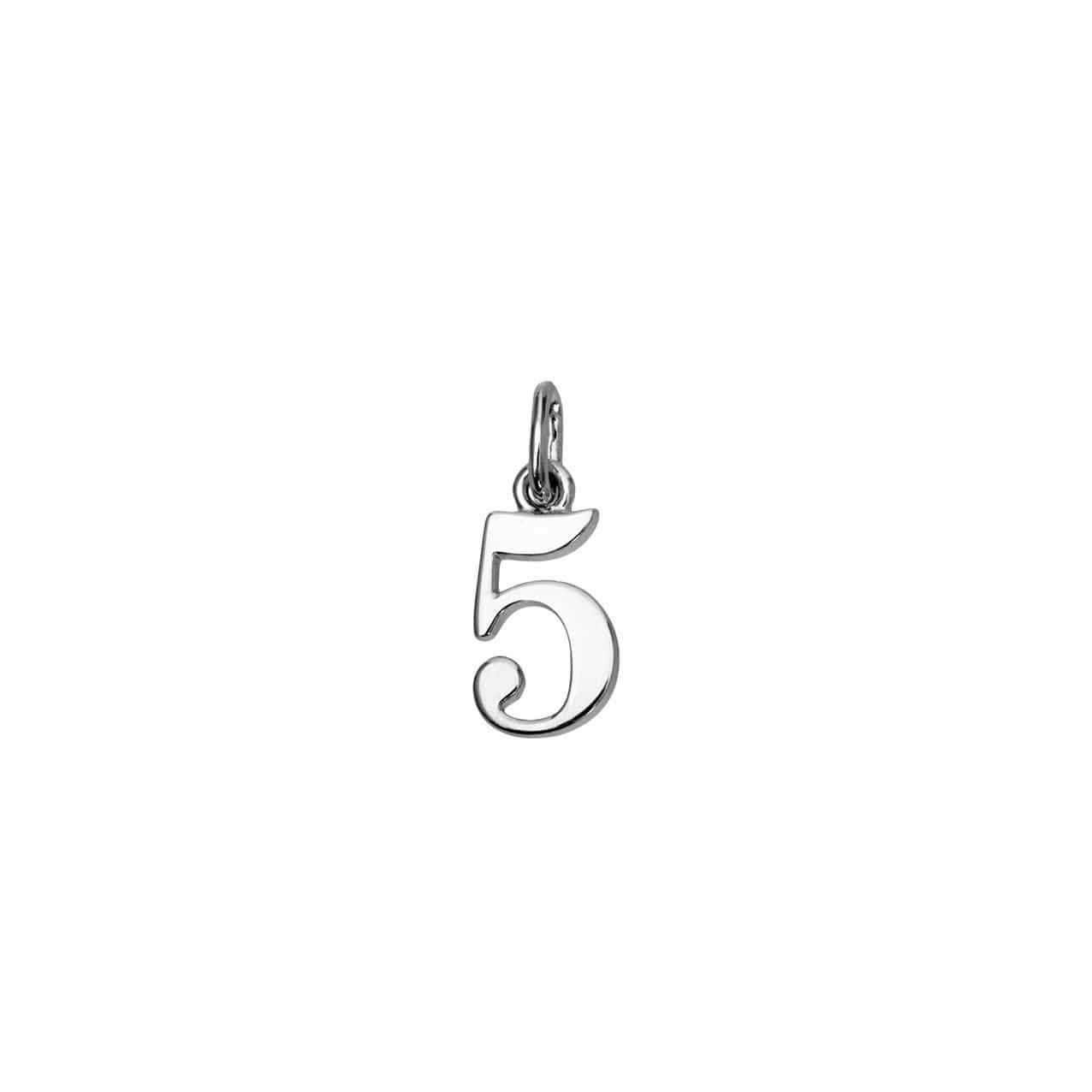 Silver Number 5 Charm