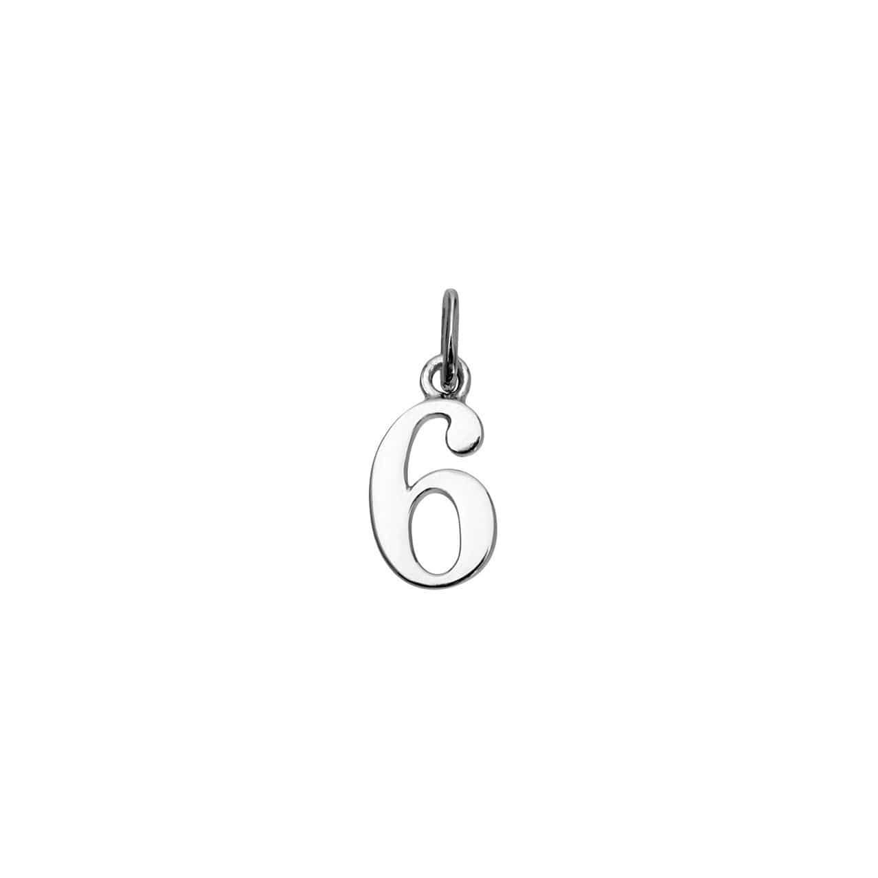 Silver Number 6 Charm