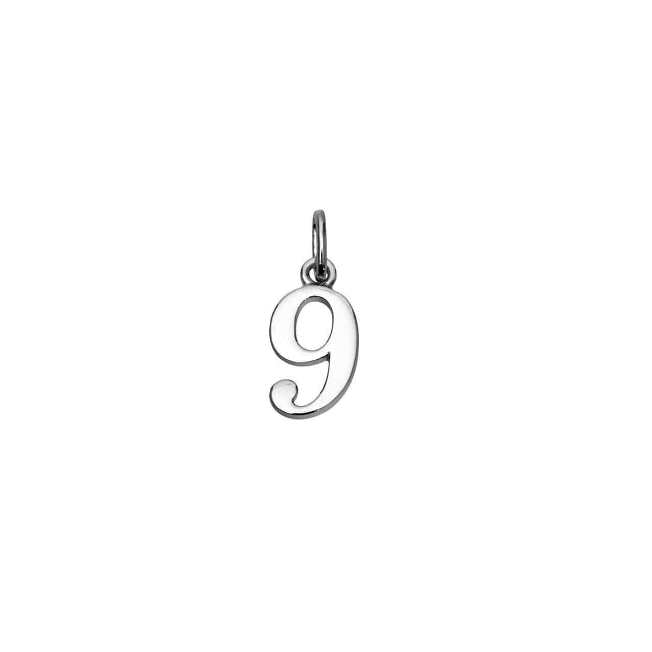 Silver Number 9 Charm