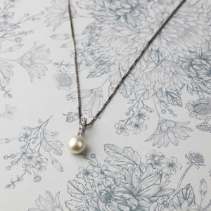 Silver & Pavé Simple Pearl Pendant