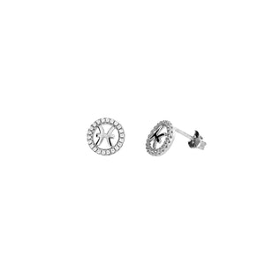 Silver Pisces Zodiac Earrings