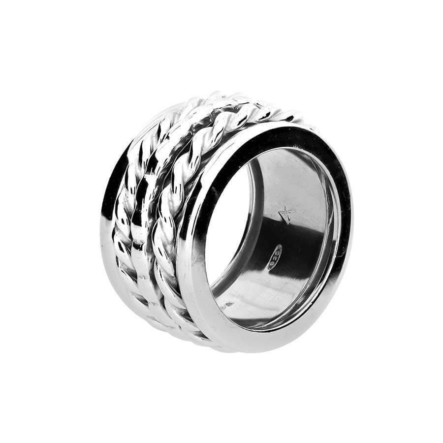 Silver Ropes Spinning Ring
