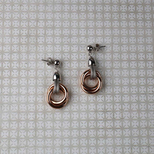 Silver & Rose Double Circle Earrings