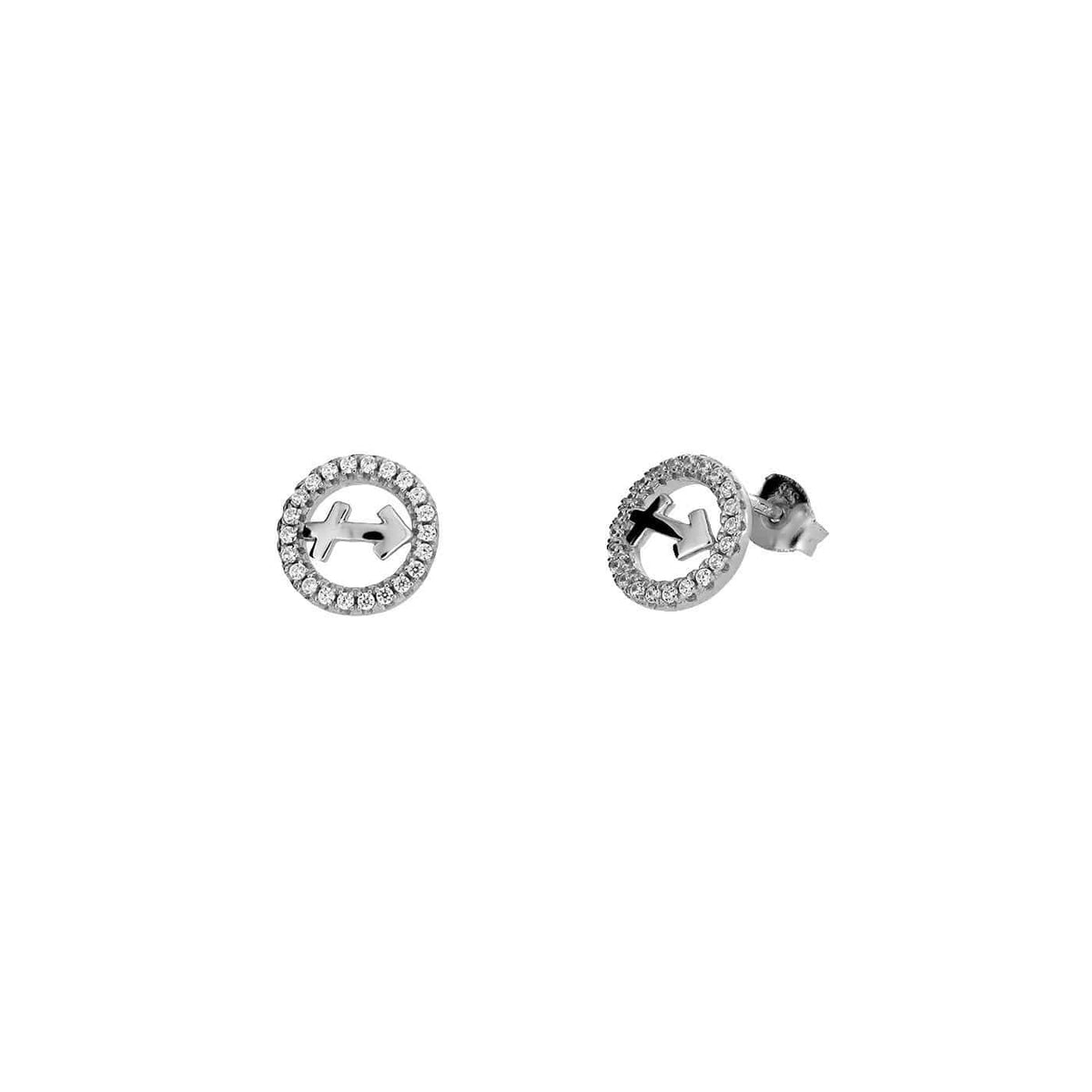 Silver Sagittarius Zodiac Earrings