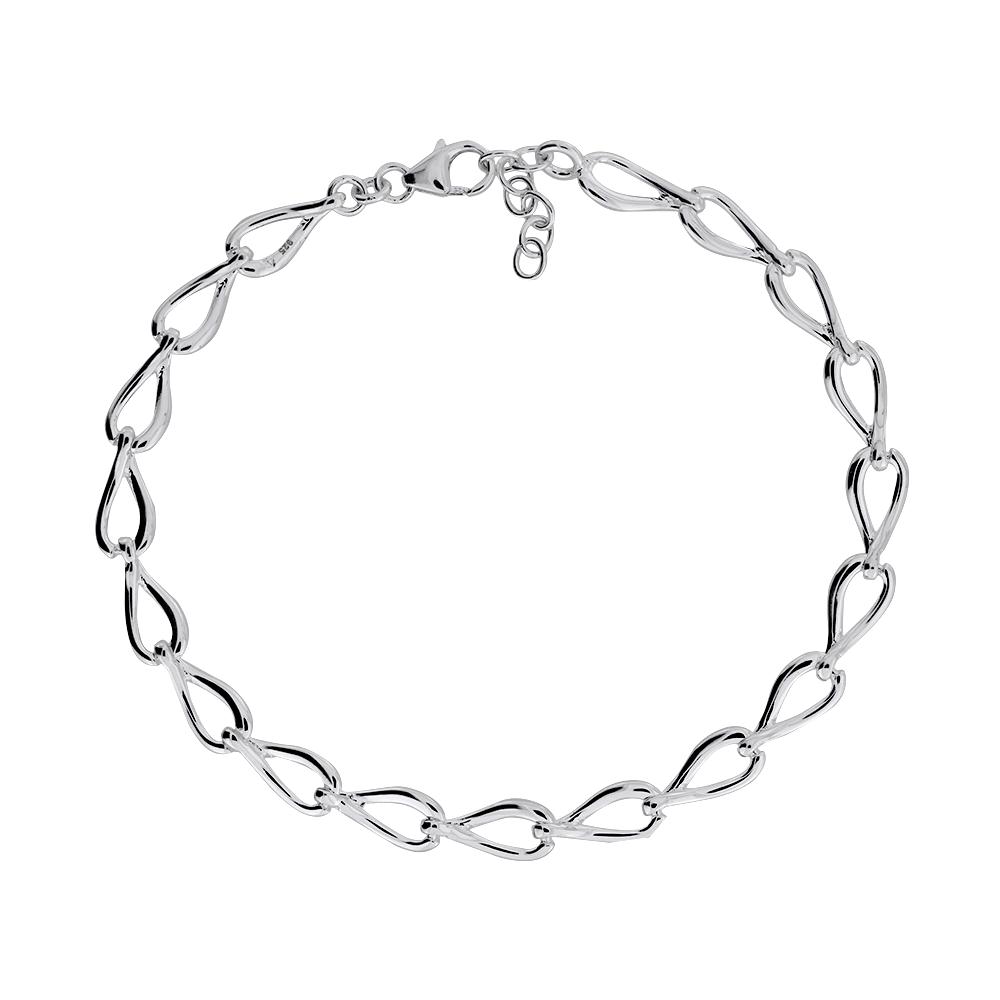 Silver Teardrop Links Bracelet