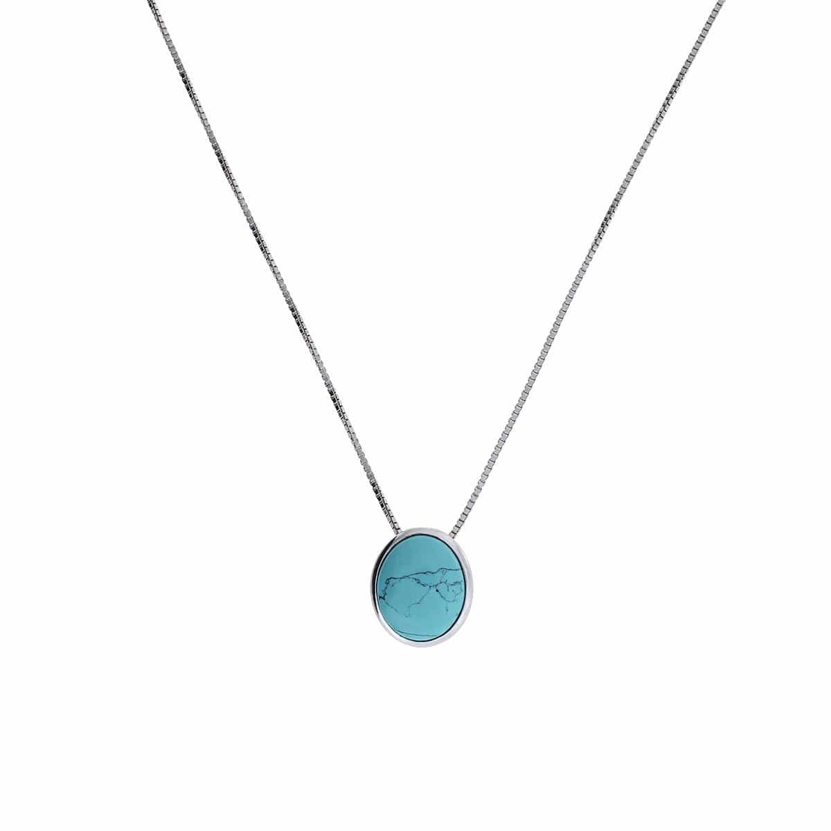 Silver &amp; Turquoise Oval Pendant
