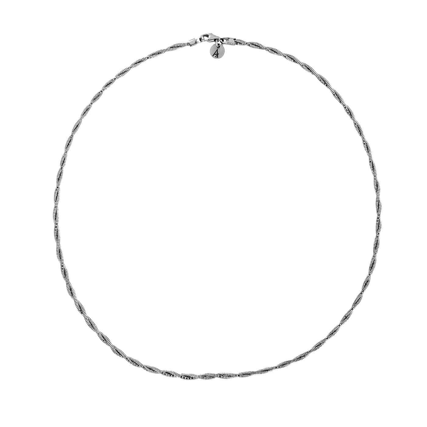 Two Strands Silver Collar Necklace