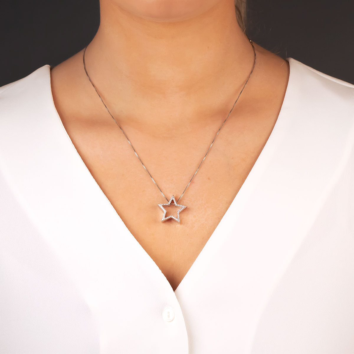 Silver & Pavé Two-Part Star Pendant