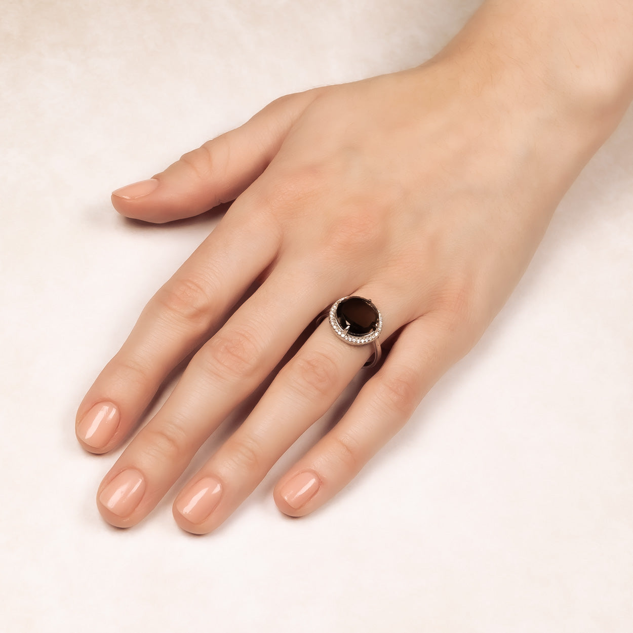 Round Smoky Quartz Cocktail Ring