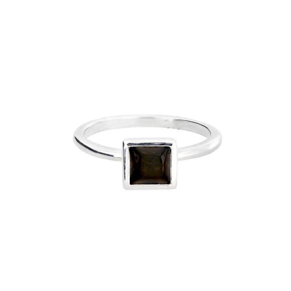 Square smoky deals quartz ring