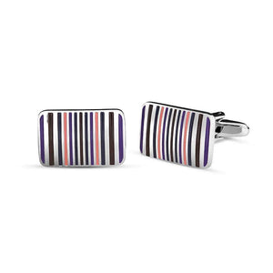 Striped Enamel Rectangle Cufflinks