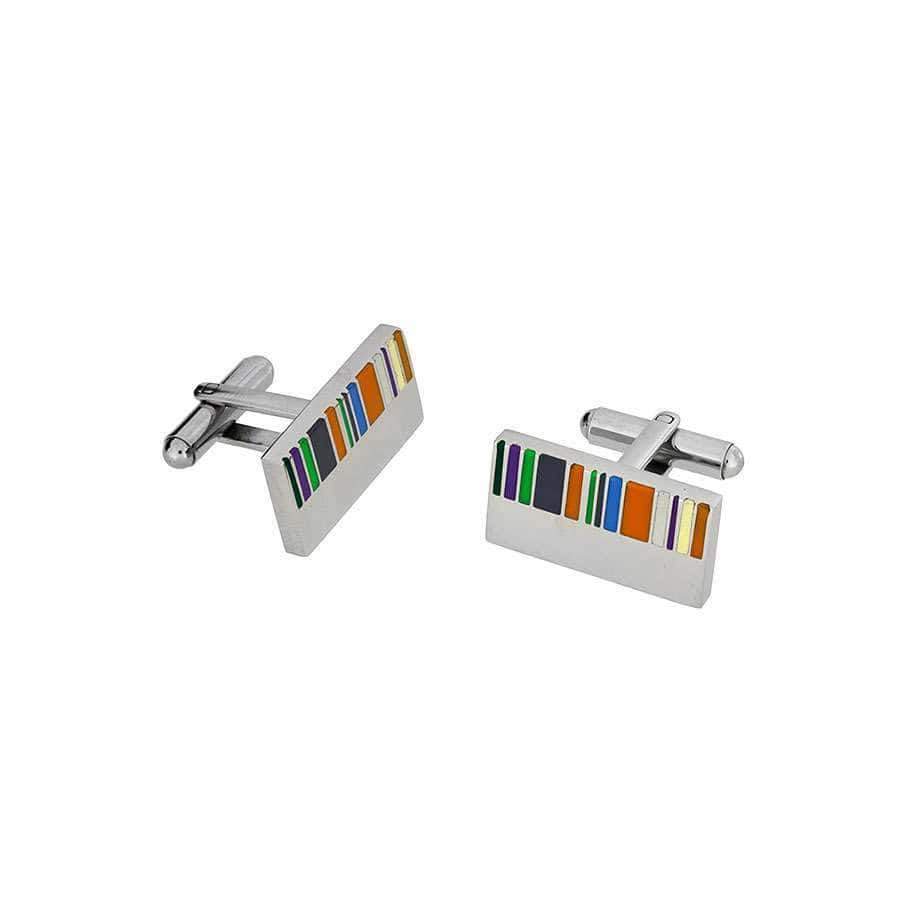 Stripey Enamel Steel Cufflinks