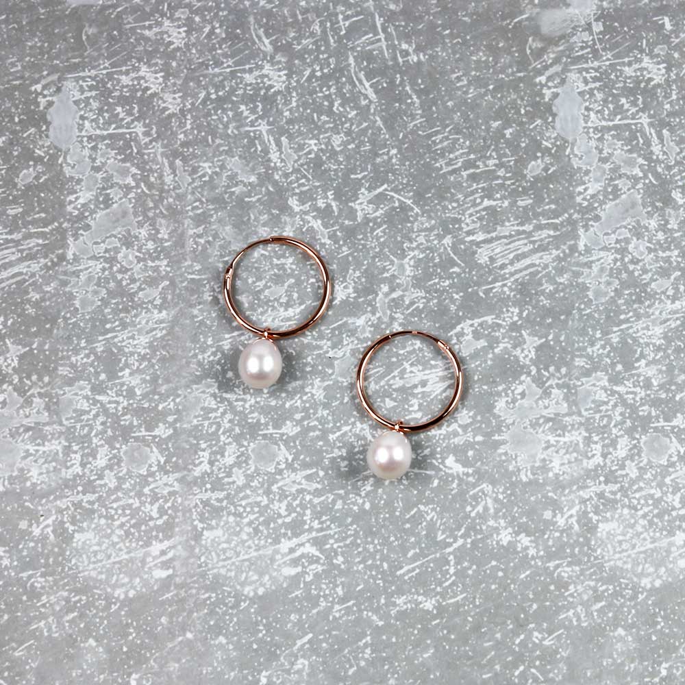 Teardrop Freshwater Pearls Hoop Earrings