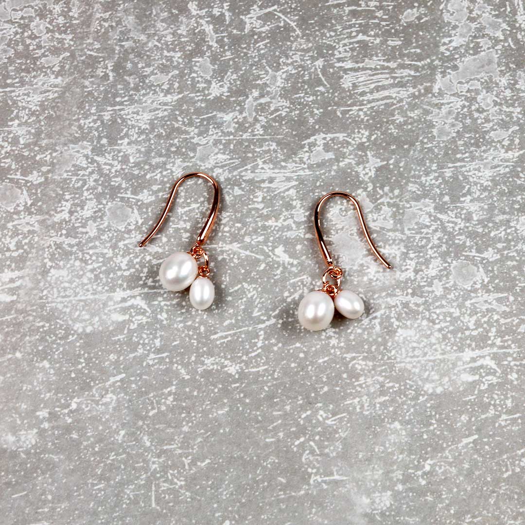 Twin Teardrop Freshwater Pearls Drop Earrings